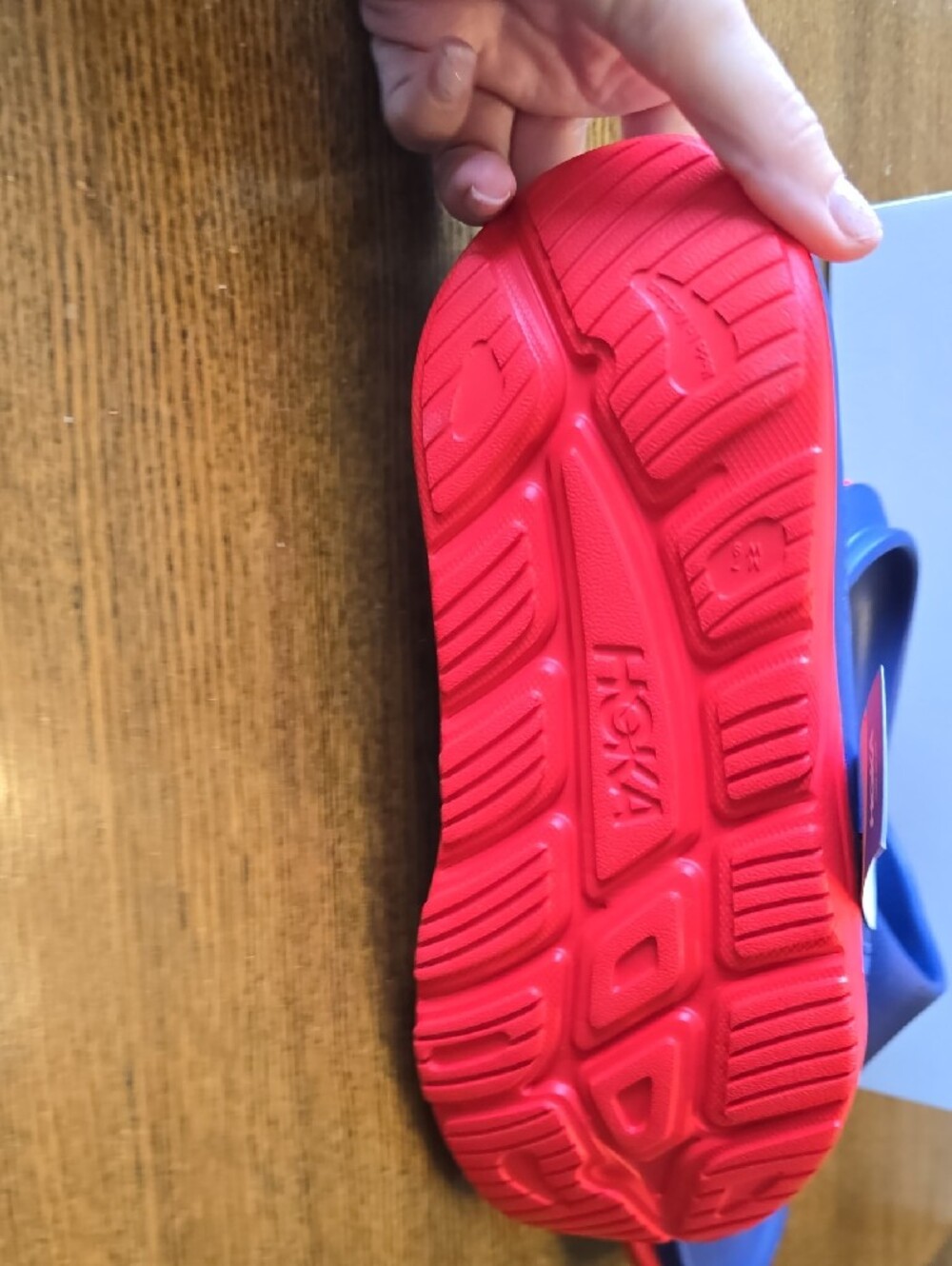 Hoka ORA Recovery Slide 3 in Blue & Red W9/M7 - Picture 3 of 6